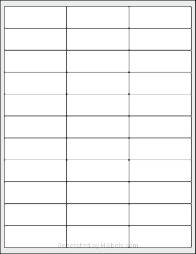 SheetLabels® SL544 template with 33 rectangular 2.708 x 0.95 inch labels per sheet, on Letter-size adhesive blank label sheets.