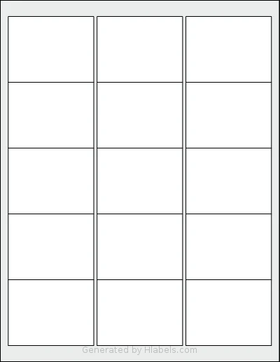 SheetLabels® SL555 template with 15 rectangular 2.6 x 2 inch labels per sheet, on Letter-size adhesive blank label sheets.