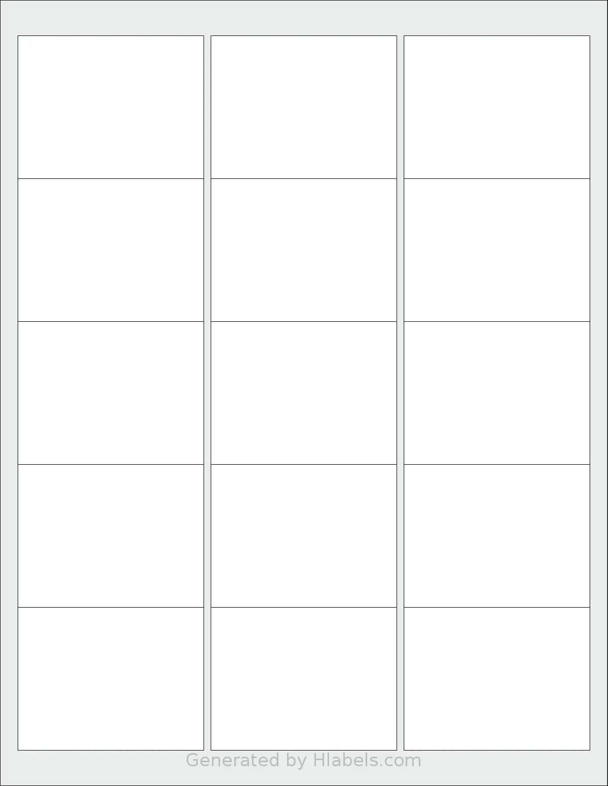 SheetLabels® SL555 template with 15 rectangular 2.6 x 2 inch labels per sheet, on Letter-size adhesive blank label sheets.