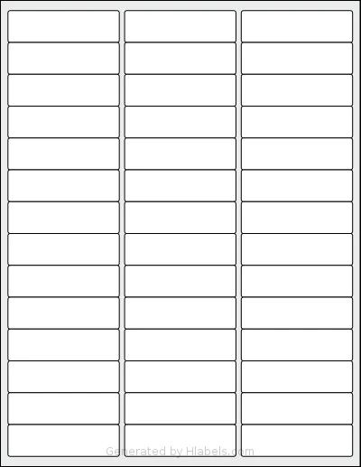 SheetLabels® SL557 template with 42 rectangular 2.625 x 0.75 inch labels per sheet, on Letter-size adhesive blank label sheets.
