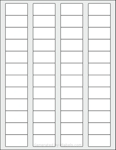 SheetLabels® SL558 template with 48 rectangular 1.625 x 0.875 inch labels per sheet, on Letter-size adhesive blank label sheets.