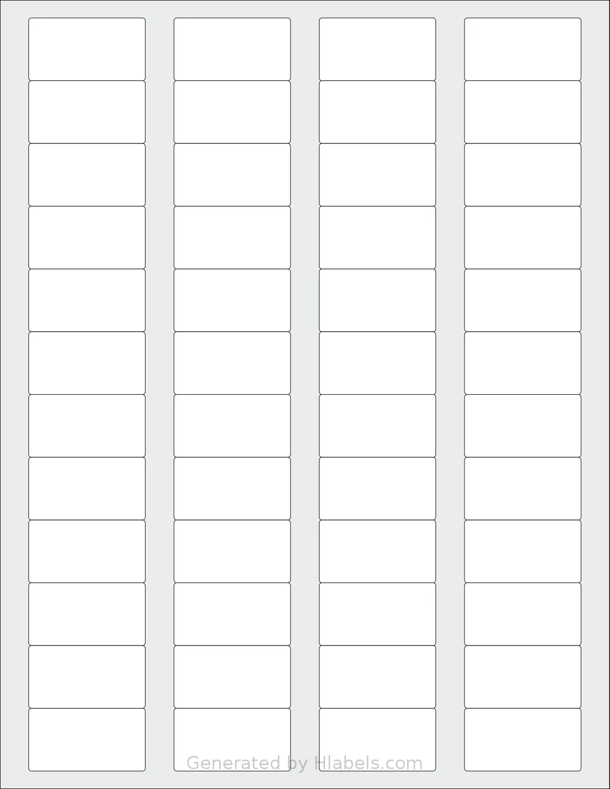 SheetLabels® SL558 template with 48 rectangular 1.625 x 0.875 inch labels per sheet, on Letter-size adhesive blank label sheets.