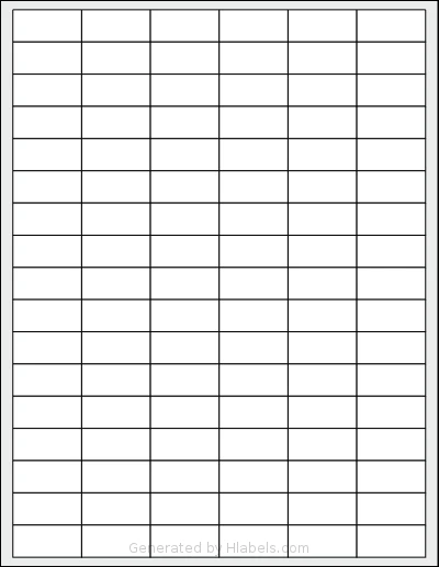 SheetLabels® SL564 template with 102 rectangular 1.333 x 0.625 inch labels per sheet, on Letter-size adhesive blank label sheets.