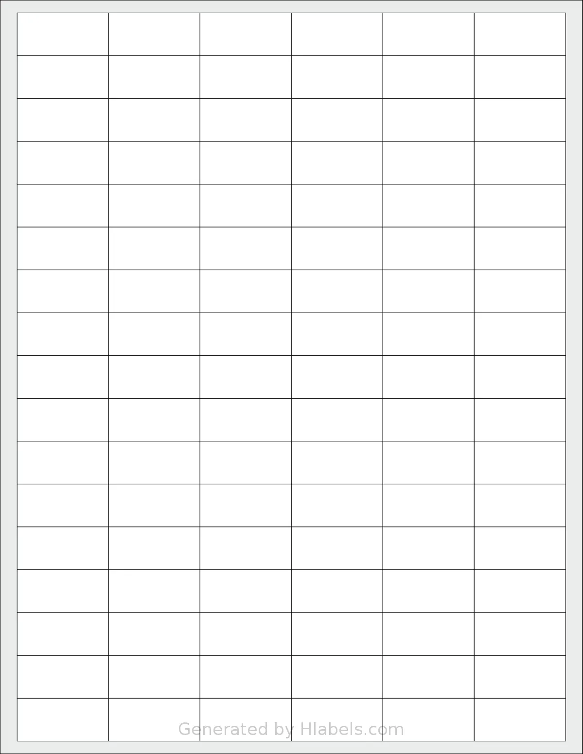 SheetLabels® SL564 template with 102 rectangular 1.333 x 0.625 inch labels per sheet, on Letter-size adhesive blank label sheets.