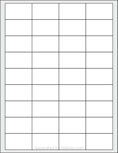 SheetLabels® SL566 template with 36 rectangular 1.94 x 1.17 inch labels per sheet, on Letter-size adhesive blank label sheets.