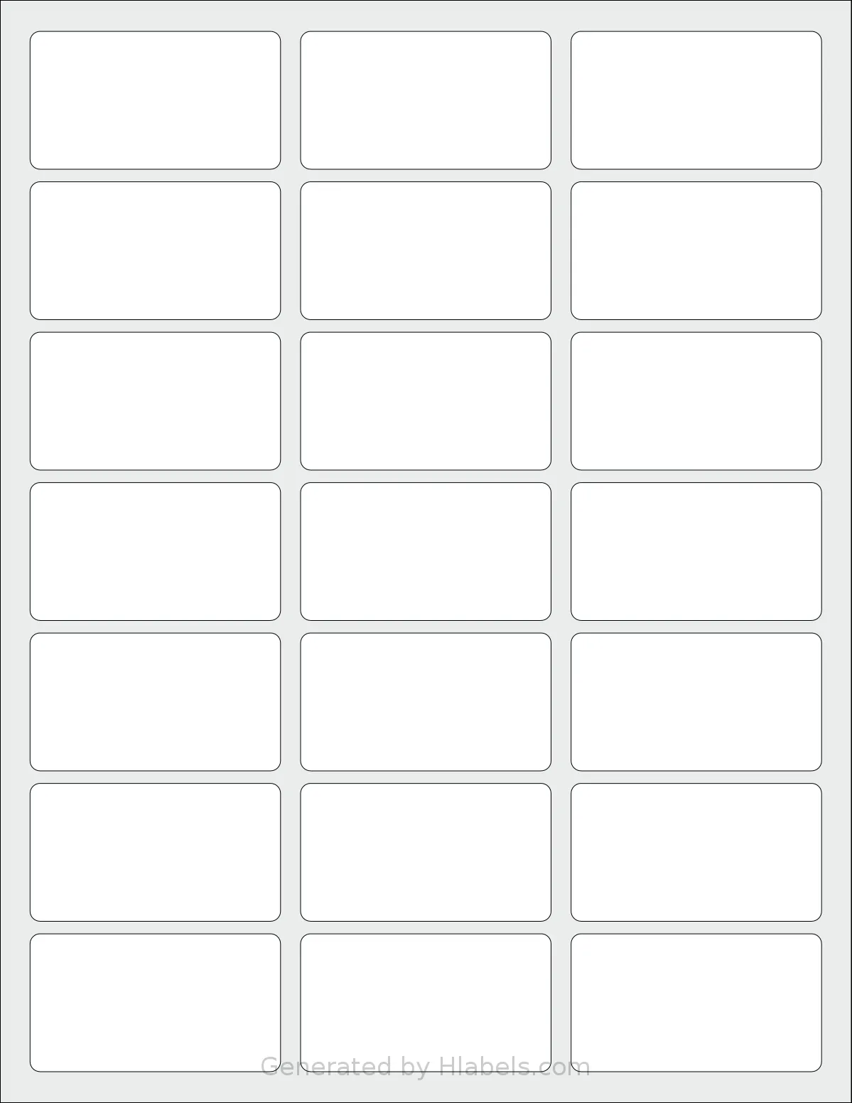 SheetLabels® SL569 template with 21 rectangular 2.5 x 1.375 inch labels per sheet, on Letter-size adhesive blank label sheets.