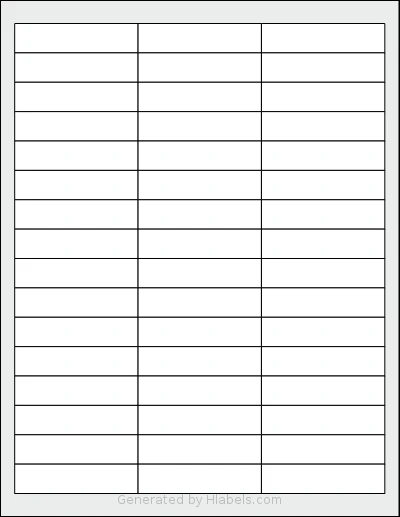 SheetLabels® SL572 template with 48 rectangular 2.625 x 0.625 inch labels per sheet, on Letter-size adhesive blank label sheets.