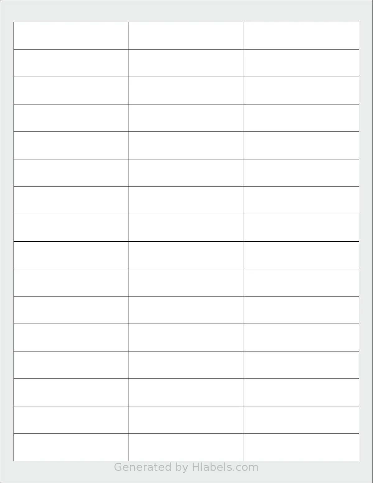 SheetLabels® SL572 template with 48 rectangular 2.625 x 0.625 inch labels per sheet, on Letter-size adhesive blank label sheets.