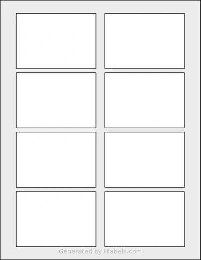 SheetLabels® SL574 template with 8 rectangular 3.375 x 2.3333 inch labels per sheet, on Letter-size adhesive blank label sheets.