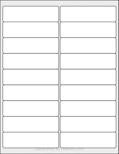 SheetLabels® SL575 template with 18 rectangular 4 x 1.125 inch labels per sheet, on Letter-size adhesive blank label sheets.