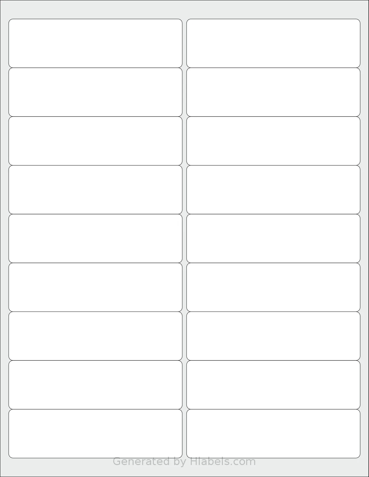 SheetLabels® SL575 template with 18 rectangular 4 x 1.125 inch labels per sheet, on Letter-size adhesive blank label sheets.