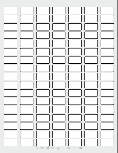 SheetLabels® SL582 template with 119 rectangular 0.9375 x 0.5 inch labels per sheet, on Letter-size adhesive blank label sheets.