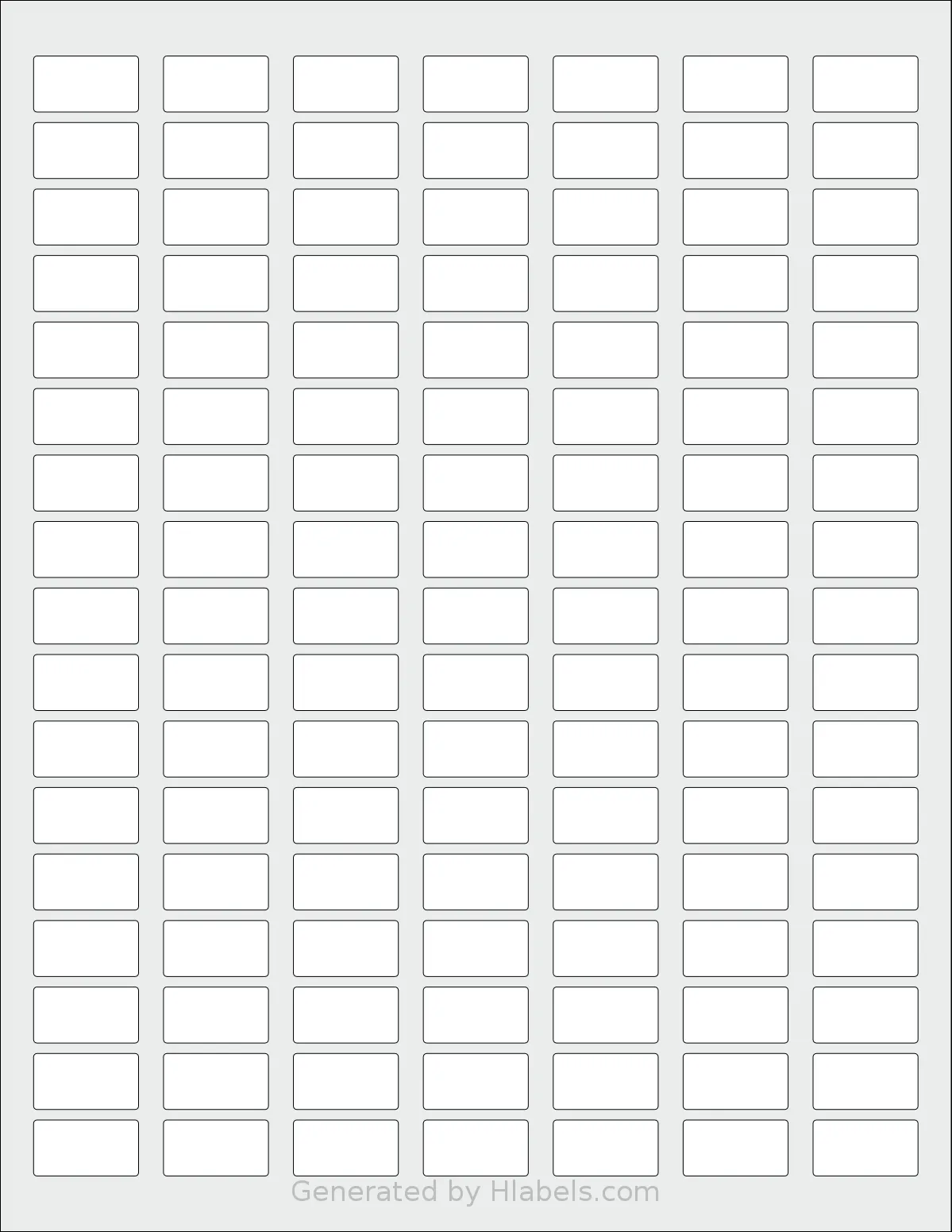 SheetLabels® SL582 template with 119 rectangular 0.9375 x 0.5 inch labels per sheet, on Letter-size adhesive blank label sheets.