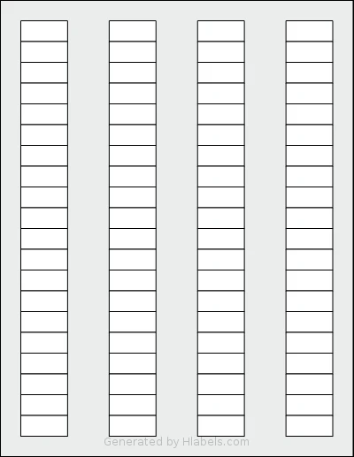 SheetLabels® SL585 template with 80 rectangular 1.125 x 0.5 inch labels per sheet, on Letter-size adhesive blank label sheets.