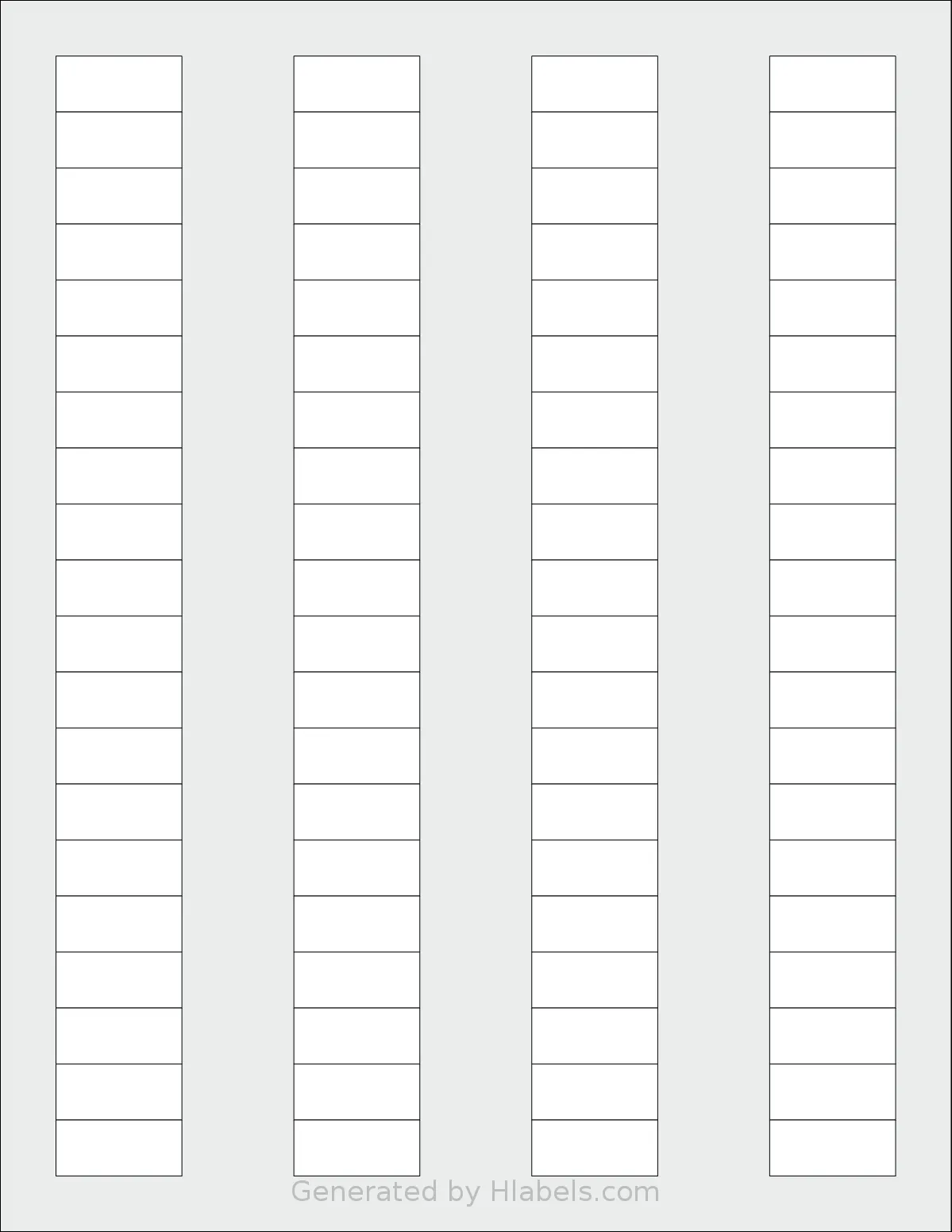 SheetLabels® SL585 template with 80 rectangular 1.125 x 0.5 inch labels per sheet, on Letter-size adhesive blank label sheets.