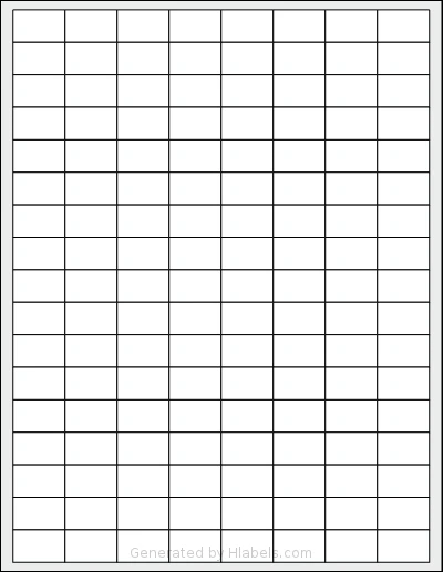 SheetLabels® SL586 template with 136 rectangular 1 x 0.625 inch labels per sheet, on Letter-size adhesive blank label sheets.