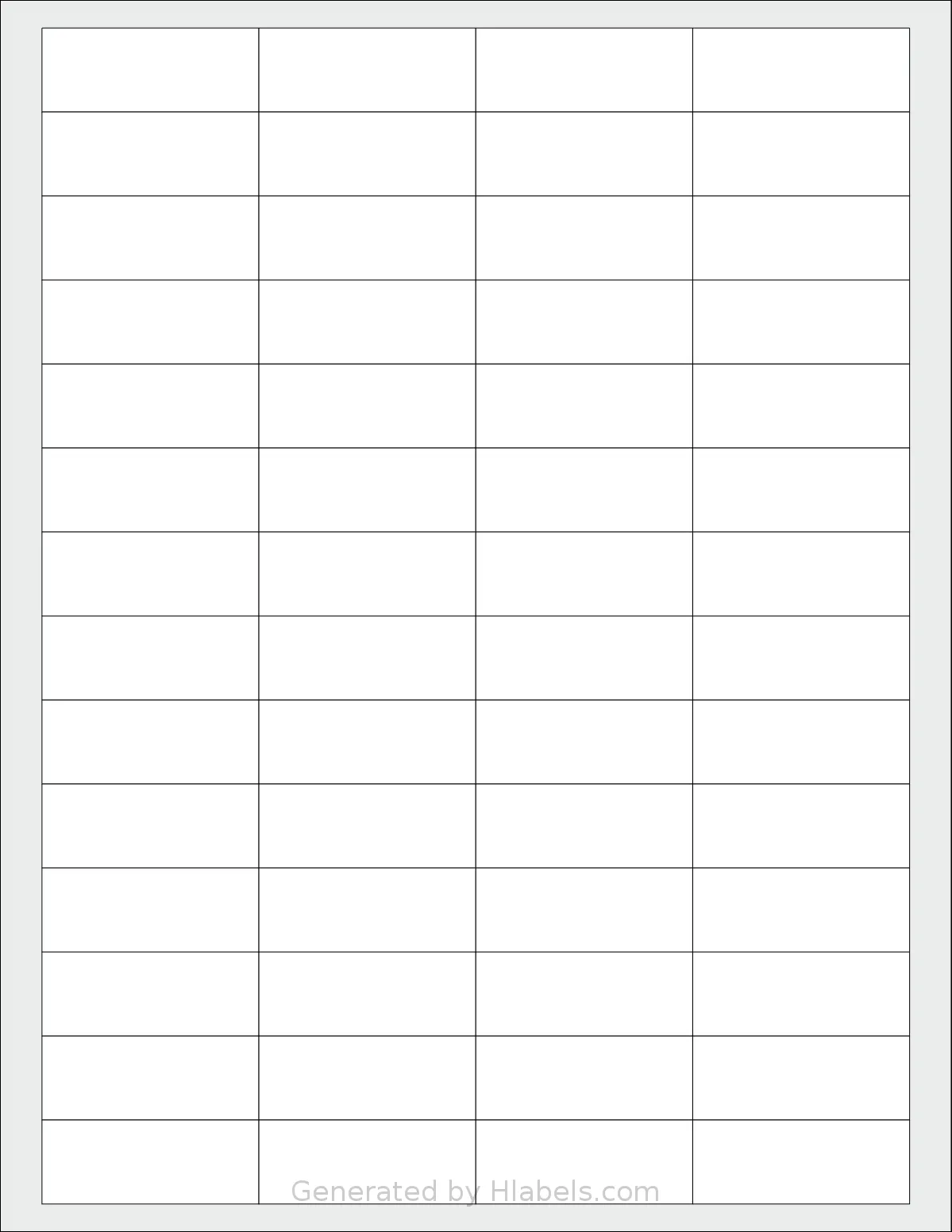 SheetLabels® SL587 template with 56 rectangular 1.9375 x 0.75 inch labels per sheet, on Letter-size adhesive blank label sheets.
