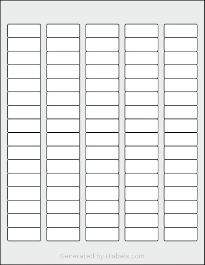 SheetLabels® SL588 template with 80 rectangular 1.375 x 0.5625 inch labels per sheet, on Letter-size adhesive blank label sheets.