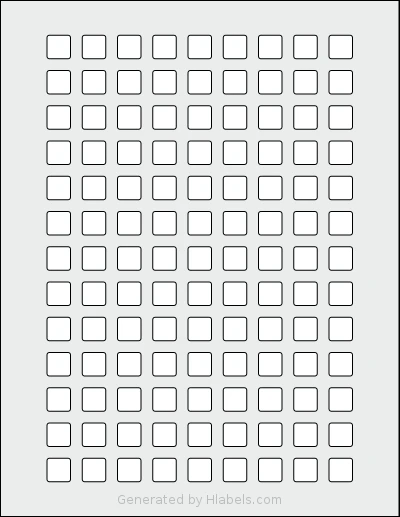 SheetLabels® SL594 Template SheetLabels® SL594 template with 117 square 0.5 x 0.5 inch labels per sheet, on Letter-size adhesive blank label sheets.