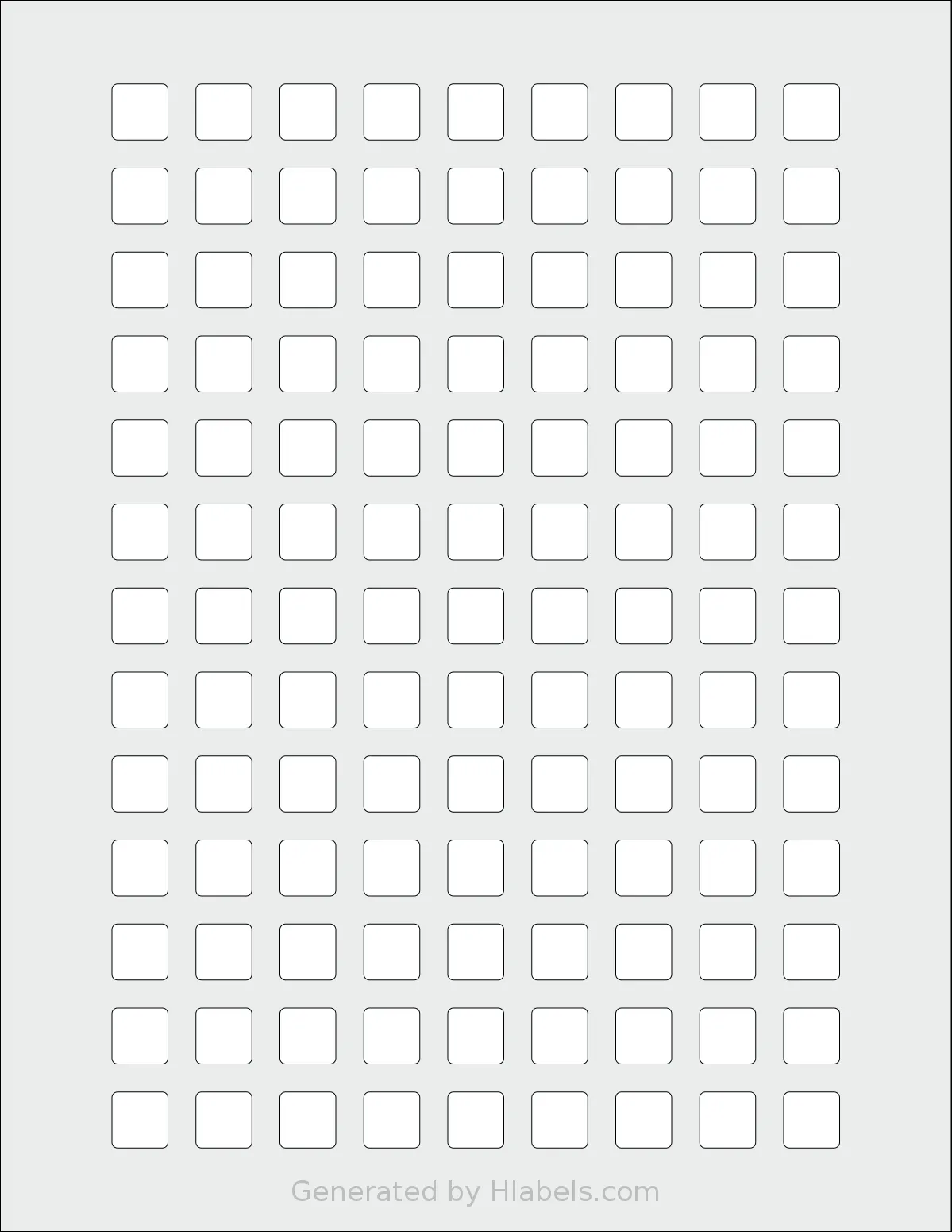 SheetLabels® SL594 template with 117 square 0.5 x 0.5 inch labels per sheet, on Letter-size adhesive blank label sheets.