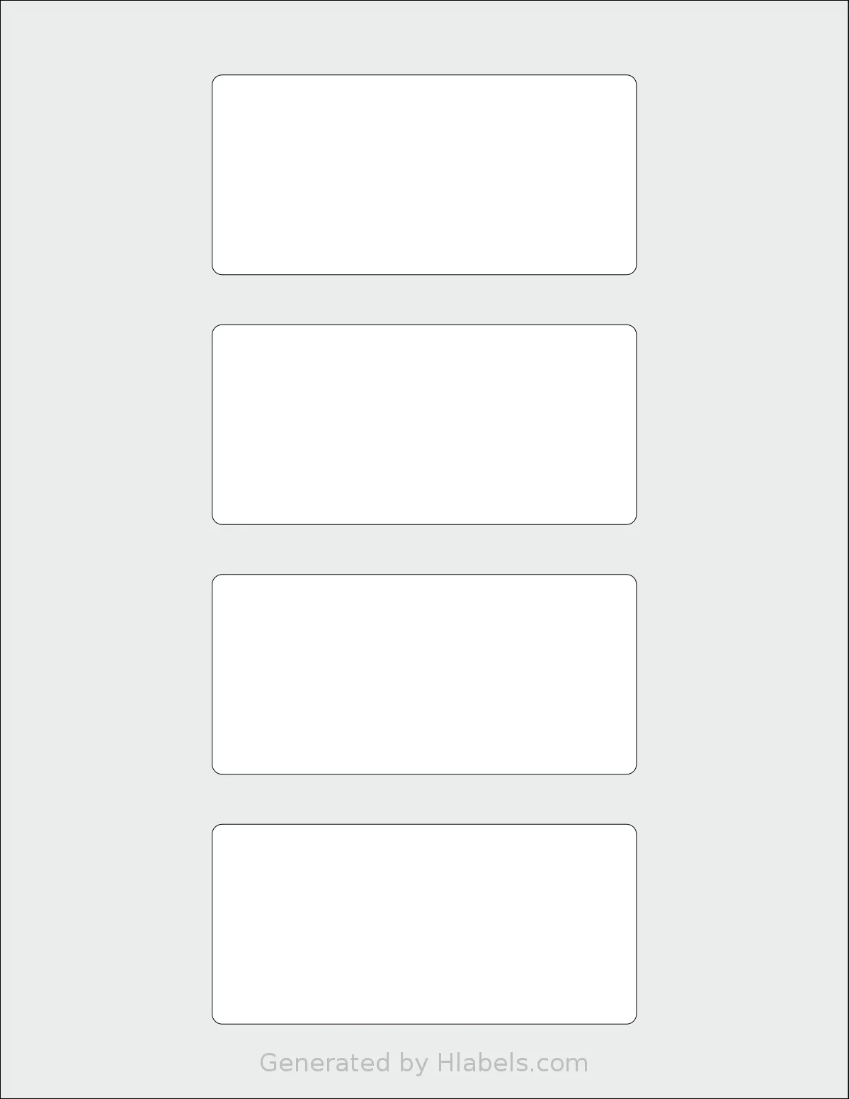 SheetLabels® SL6 template with 4 rectangular 4.25 x 2 inch labels per sheet, on Letter-size adhesive blank label sheets.