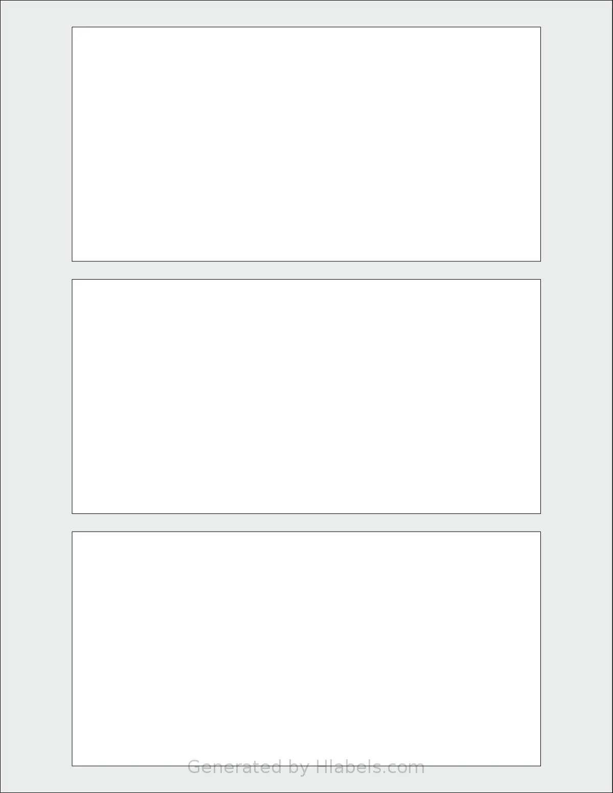 SheetLabels® SL613 template with 3 rectangular 6.5 x 3.25 inch labels per sheet, on Letter-size adhesive blank label sheets.