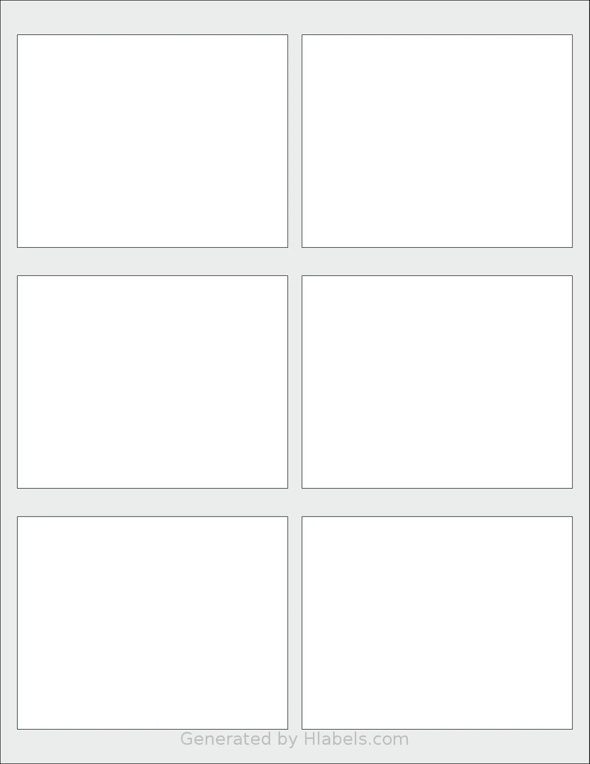 SheetLabels® SL650 template with 6 rectangular 3.8975 x 3.0625 inch labels per sheet, on Letter-size adhesive blank label sheets.