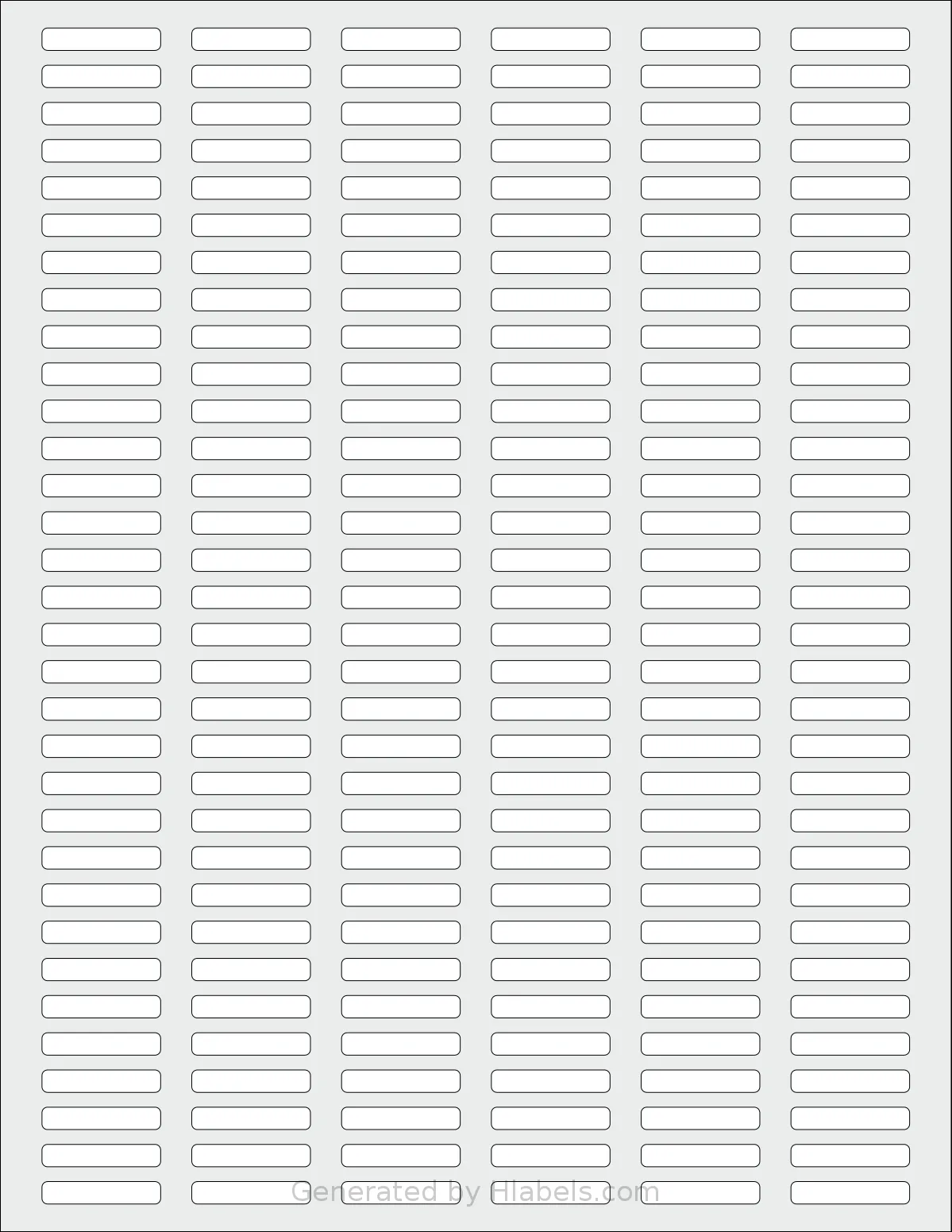SheetLabels® SL656 template with 192 rectangular 1.06 x 0.2 inch labels per sheet, on Letter-size adhesive blank label sheets.