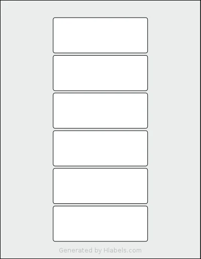 SheetLabels® SL657 Template SheetLabels® SL657 template with 6 rectangular 4 x 1.5 inch labels per sheet, on Letter-size adhesive blank label sheets.