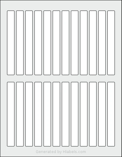 SheetLabels® SL661 template with 24 rectangular 0.5 x 4.5 inch labels per sheet, on Letter-size adhesive blank label sheets.