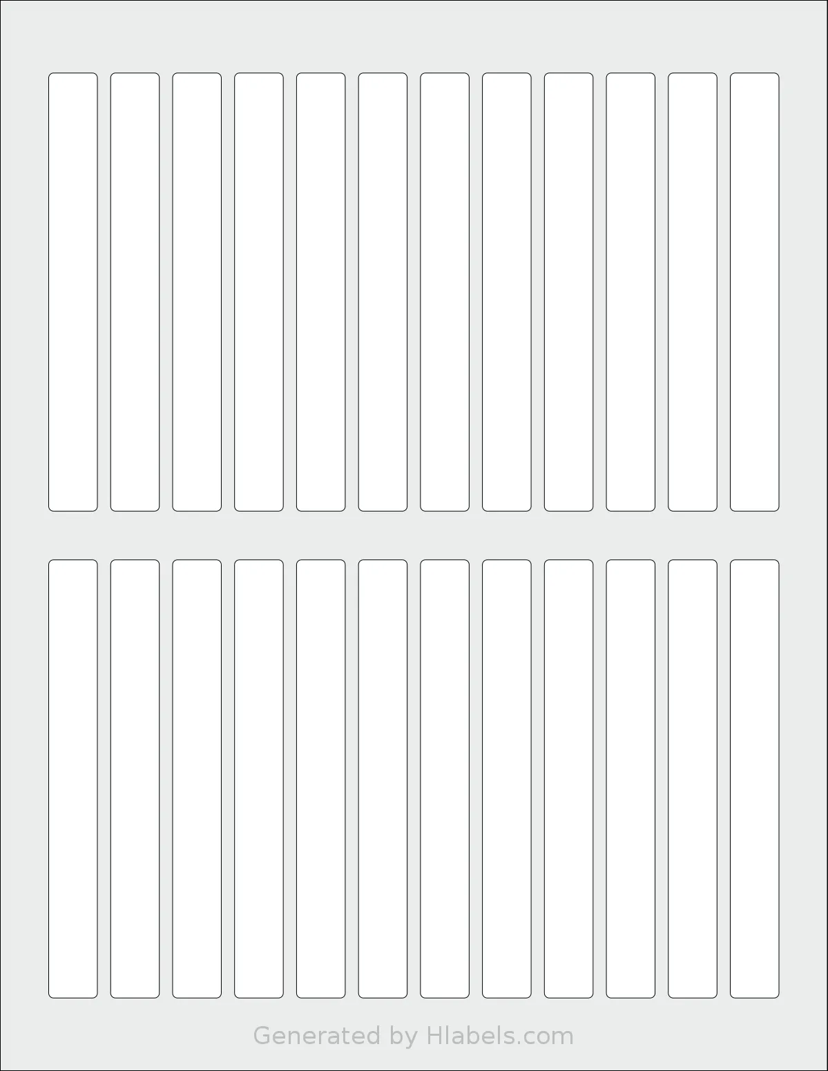 SheetLabels® SL661 template with 24 rectangular 0.5 x 4.5 inch labels per sheet, on Letter-size adhesive blank label sheets.