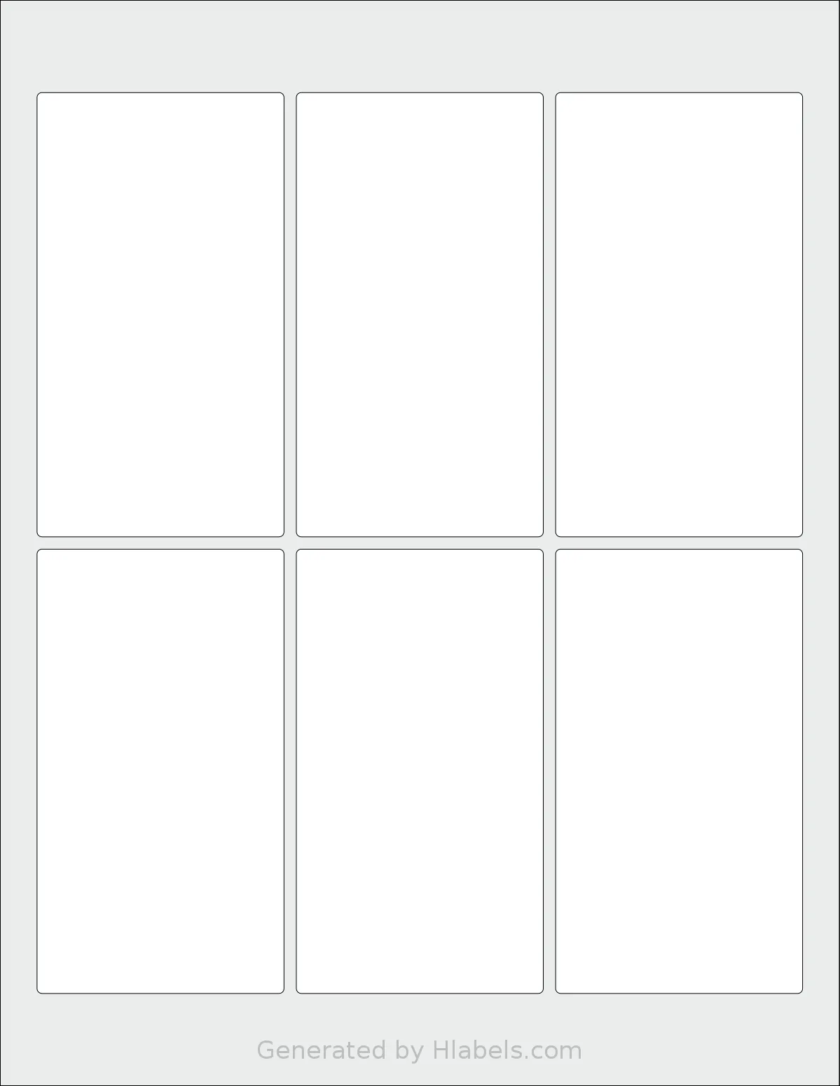 SheetLabels® SL662 template with 6 rectangular 2.5 x 4.5 inch labels per sheet, on Letter-size adhesive blank label sheets.