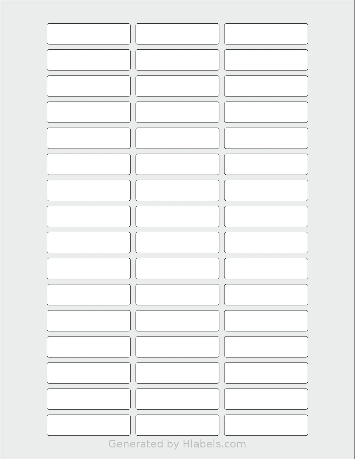 SheetLabels® SL663 template with 48 rectangular 2 x 0.5 inch labels per sheet, on Letter-size adhesive blank label sheets.