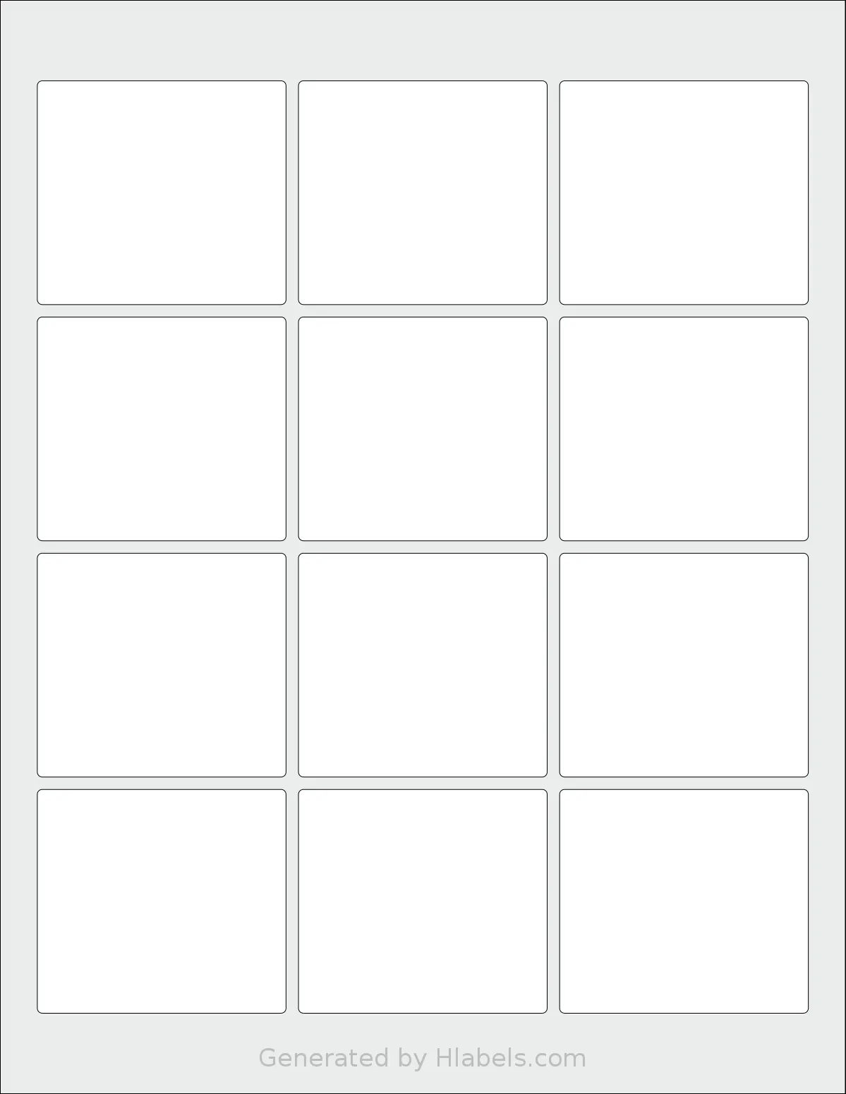 SheetLabels® SL664 template with 12 rectangular 2.5 x 2.25 inch labels per sheet, on Letter-size adhesive blank label sheets.