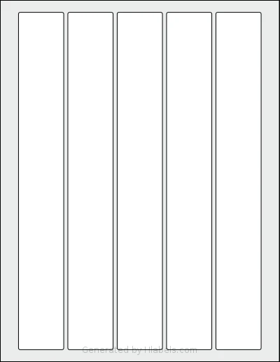 SheetLabels® SL669 template with 5 rectangular 1.375 x 10.25 inch labels per sheet, on Letter-size adhesive blank label sheets.