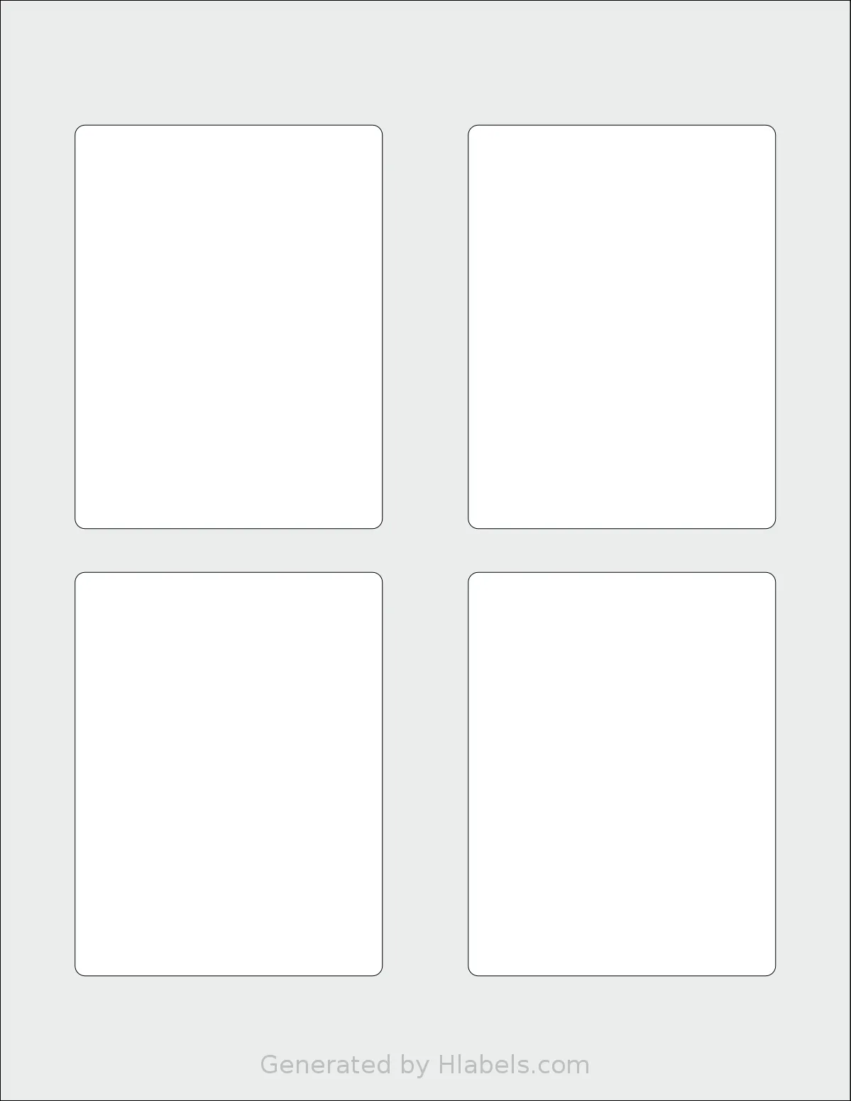SheetLabels® SL670 template with 4 rectangular 3.071 x 4.0321 inch labels per sheet, on Letter-size adhesive blank label sheets.
