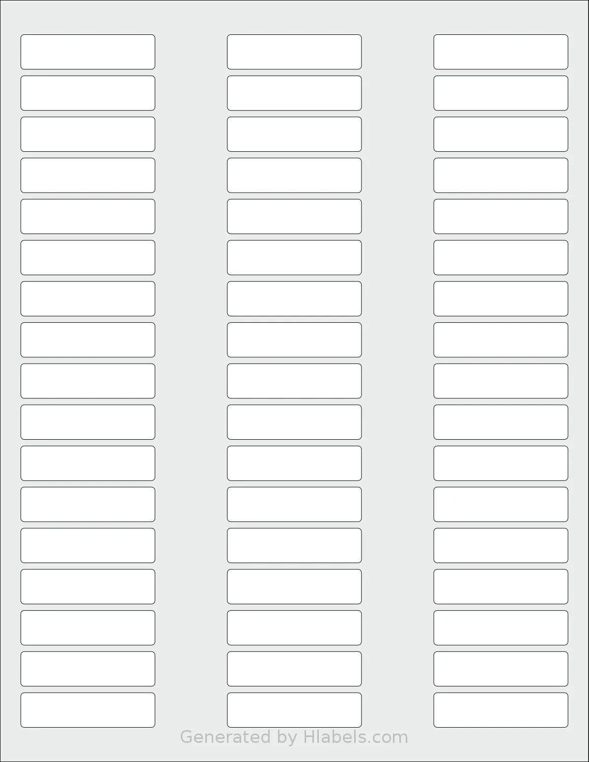 SheetLabels® SL678 template with 51 rectangular 1.9375 x 0.5 inch labels per sheet, on Letter-size adhesive blank label sheets.