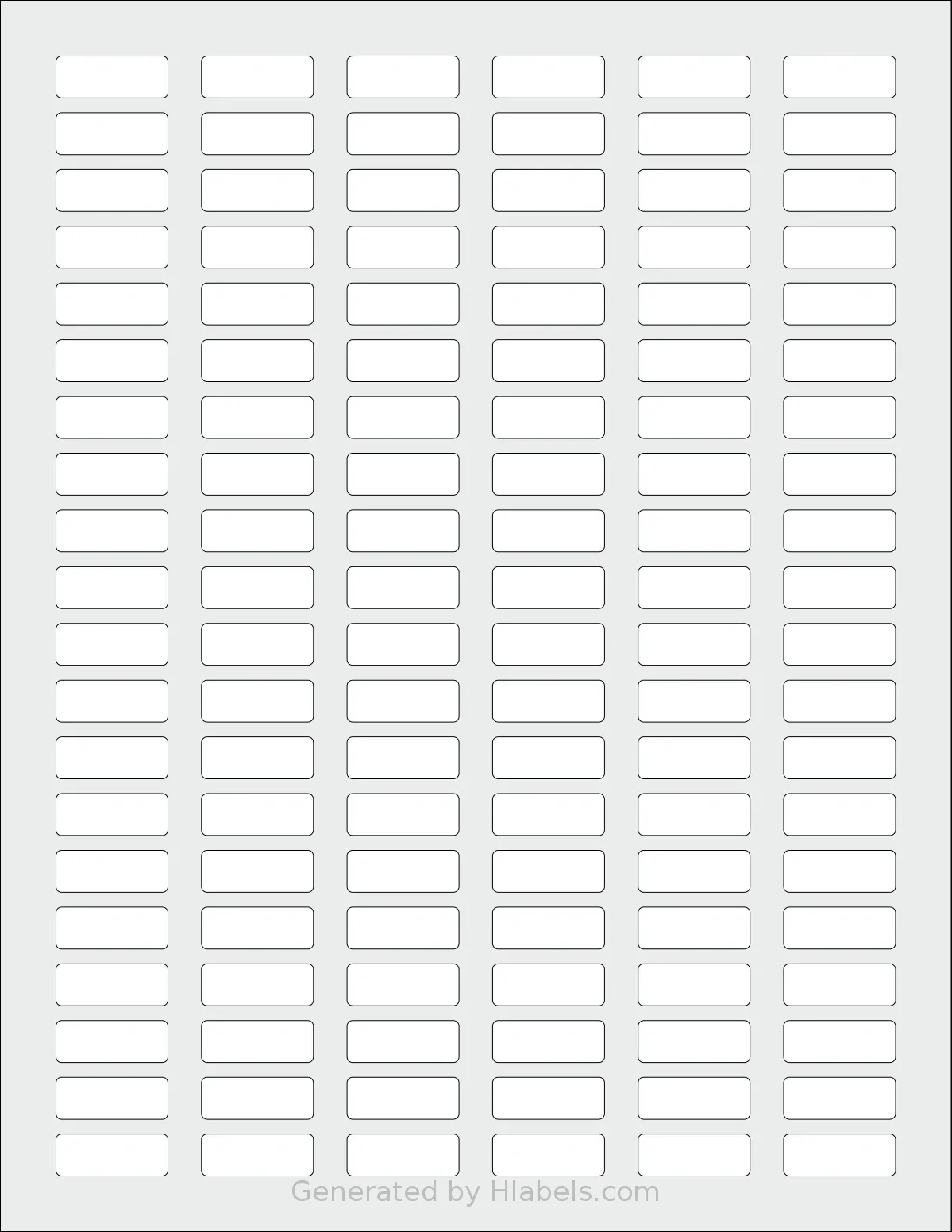 SheetLabels® SL695 template with 120 rectangular 1 x 0.375 inch labels per sheet, on Letter-size adhesive blank label sheets.