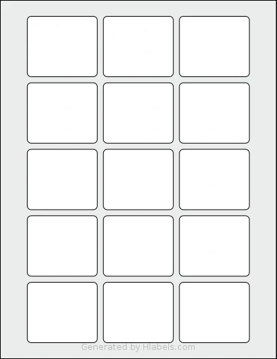 SheetLabels® SL696 template with 15 rectangular 2.15 x 1.85 inch labels per sheet, on Letter-size adhesive blank label sheets.