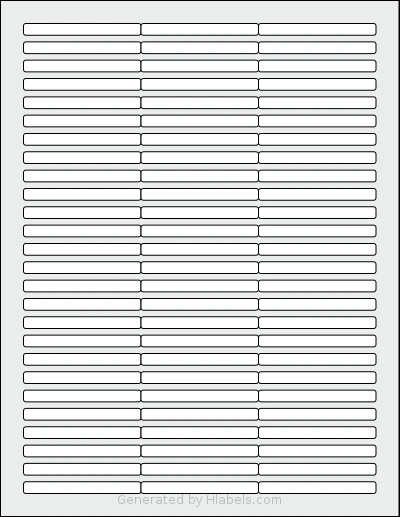 SheetLabels® SL697 template with 78 rectangular 2.5 x 0.25 inch labels per sheet, on Letter-size adhesive blank label sheets.