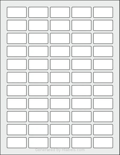 SheetLabels® SL699 template with 55 rectangular 1.375 x 0.75 inch labels per sheet, on Letter-size adhesive blank label sheets.