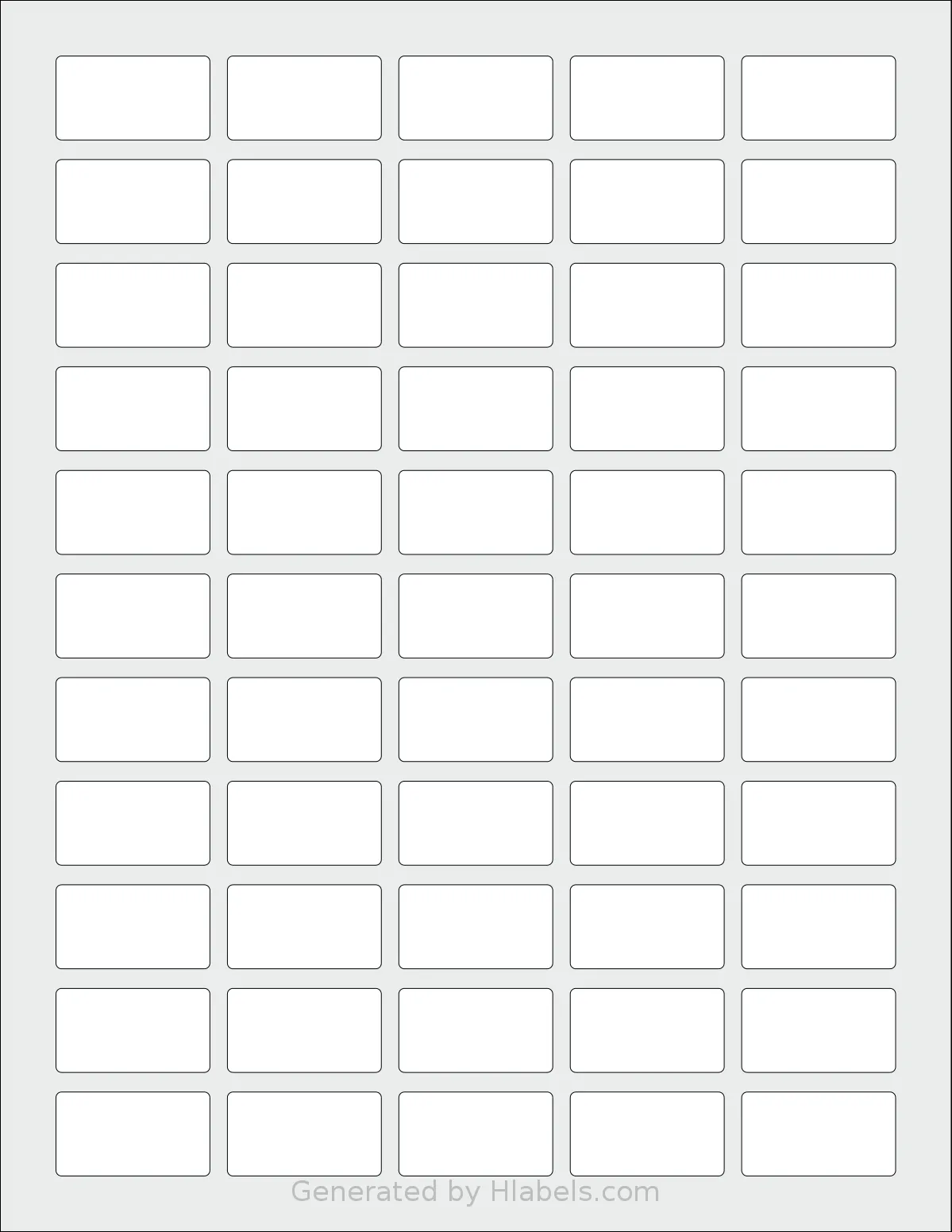 SheetLabels® SL699 template with 55 rectangular 1.375 x 0.75 inch labels per sheet, on Letter-size adhesive blank label sheets.