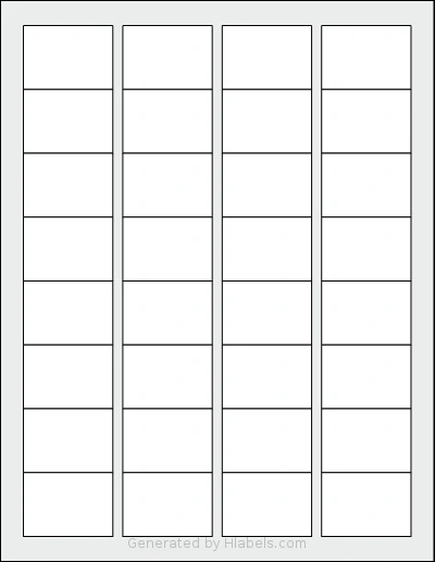 SheetLabels® SL701 template with 32 rectangular 1.75 x 1.25 inch labels per sheet, on Letter-size adhesive blank label sheets.