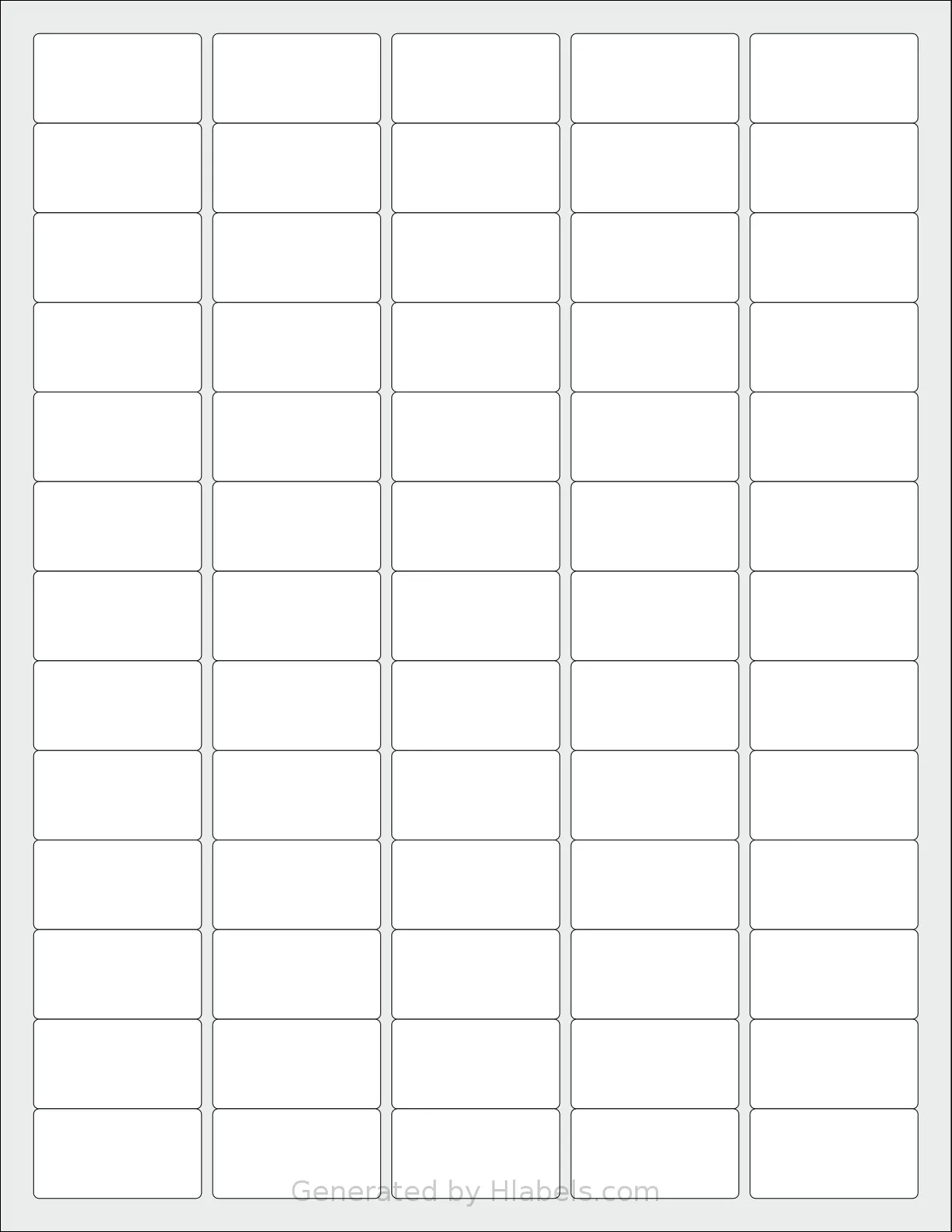 SheetLabels® SL710 template with 65 rectangular 1.5 x 0.8 inch labels per sheet, on Letter-size adhesive blank label sheets.