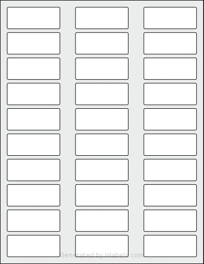 SheetLabels® SL719 template with 30 rectangular 2.2 x 0.9 inch labels per sheet, on Letter-size adhesive blank label sheets.