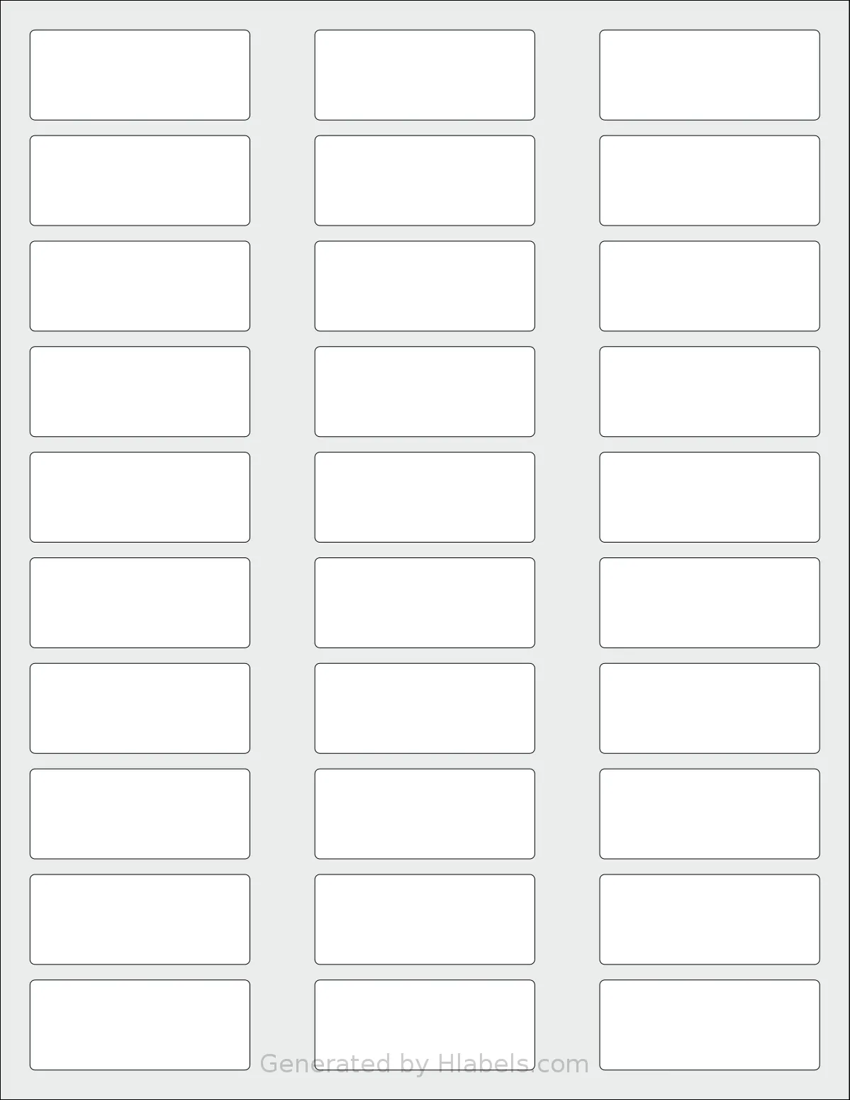 SheetLabels® SL719 template with 30 rectangular 2.2 x 0.9 inch labels per sheet, on Letter-size adhesive blank label sheets.