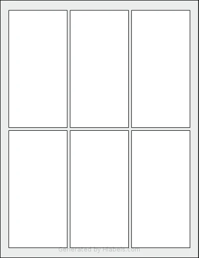 SheetLabels® SL720 Template SheetLabels® SL720 template with 6 rectangular 2.5 x 5 inch labels per sheet, on Letter-size adhesive blank label sheets.