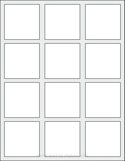 SheetLabels® SL721 template with 12 rectangular 2.387 x 2.4 inch labels per sheet, on Letter-size adhesive blank label sheets.