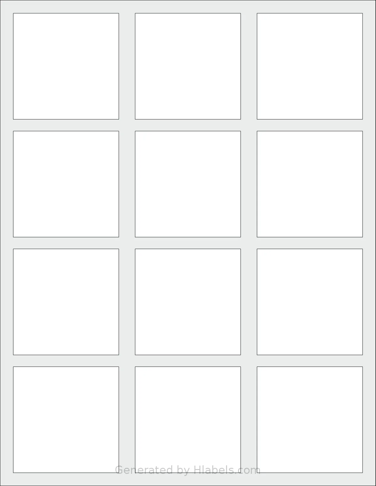 SheetLabels® SL721 template with 12 rectangular 2.387 x 2.4 inch labels per sheet, on Letter-size adhesive blank label sheets.