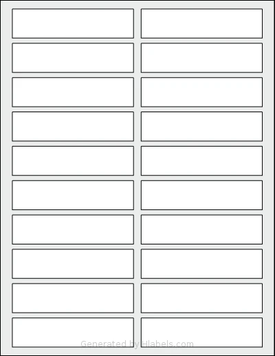SheetLabels® SL733 template with 20 rectangular 3.75 x 0.9 inch labels per sheet, on Letter-size adhesive blank label sheets.